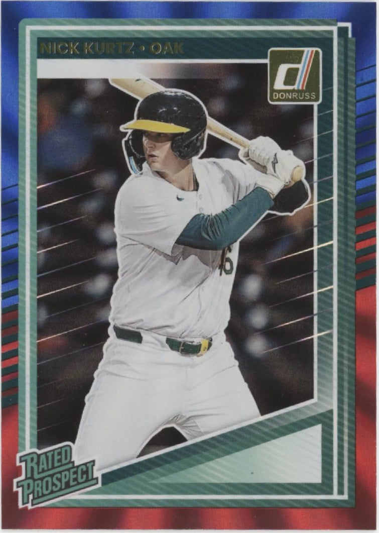 Nick Kurtz 2025 Panini Donruss Rated Prospect Blue & Red Laser Holo #154
