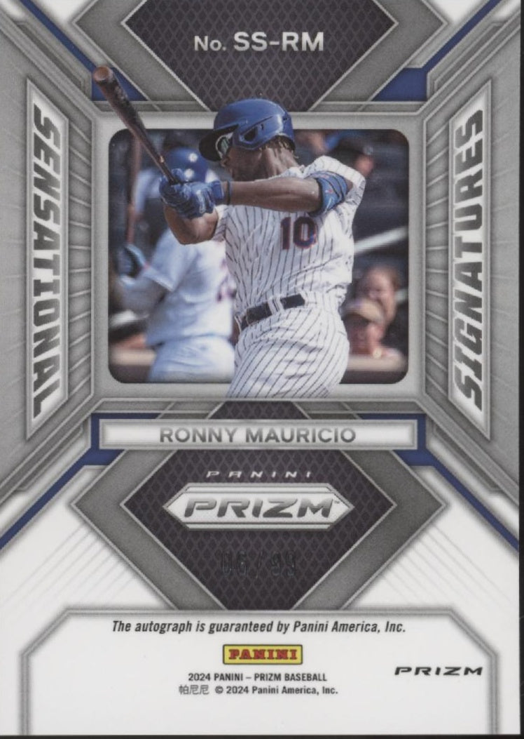 Ronny Mauricio 2024 Panini Prizm Sensational Signatures Red Prizm RC Auto 06/99