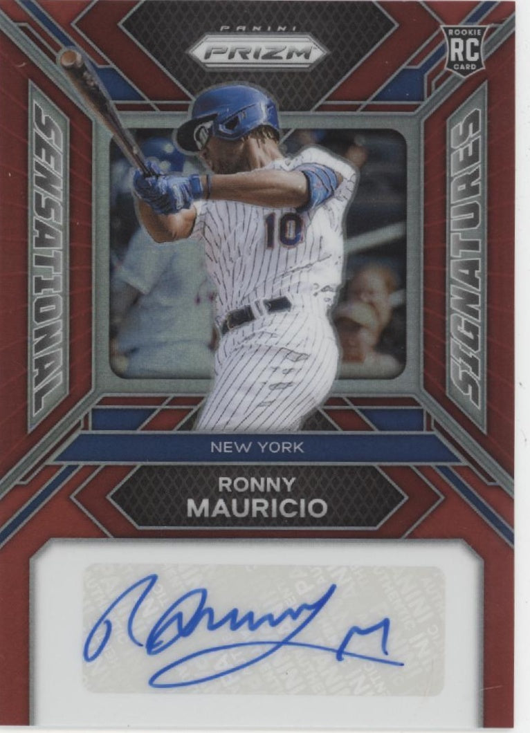 Ronny Mauricio 2024 Panini Prizm Sensational Signatures Red Prizm RC Auto 06/99