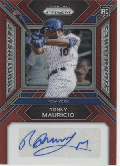 Ronny Mauricio 2024 Panini Prizm Sensational Signatures Red Prizm RC Auto 06/99