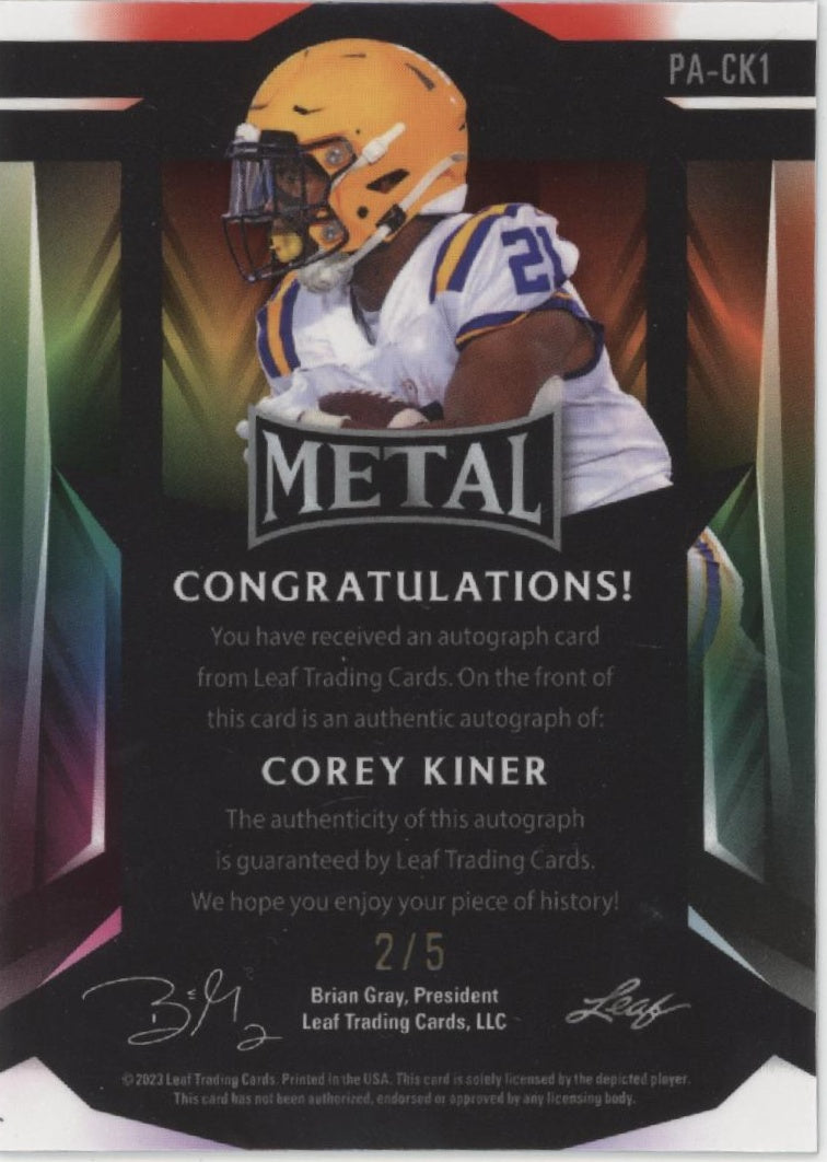 Corey Kiner 2023 Leaf Metal Auto 2/5 #PA-CK