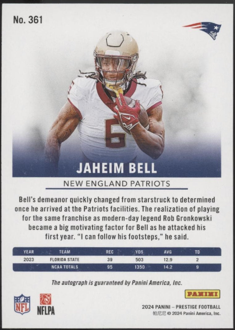 Jaheim Bell 2024 Panini Prestige Xtra Points Holo RC Auto #361