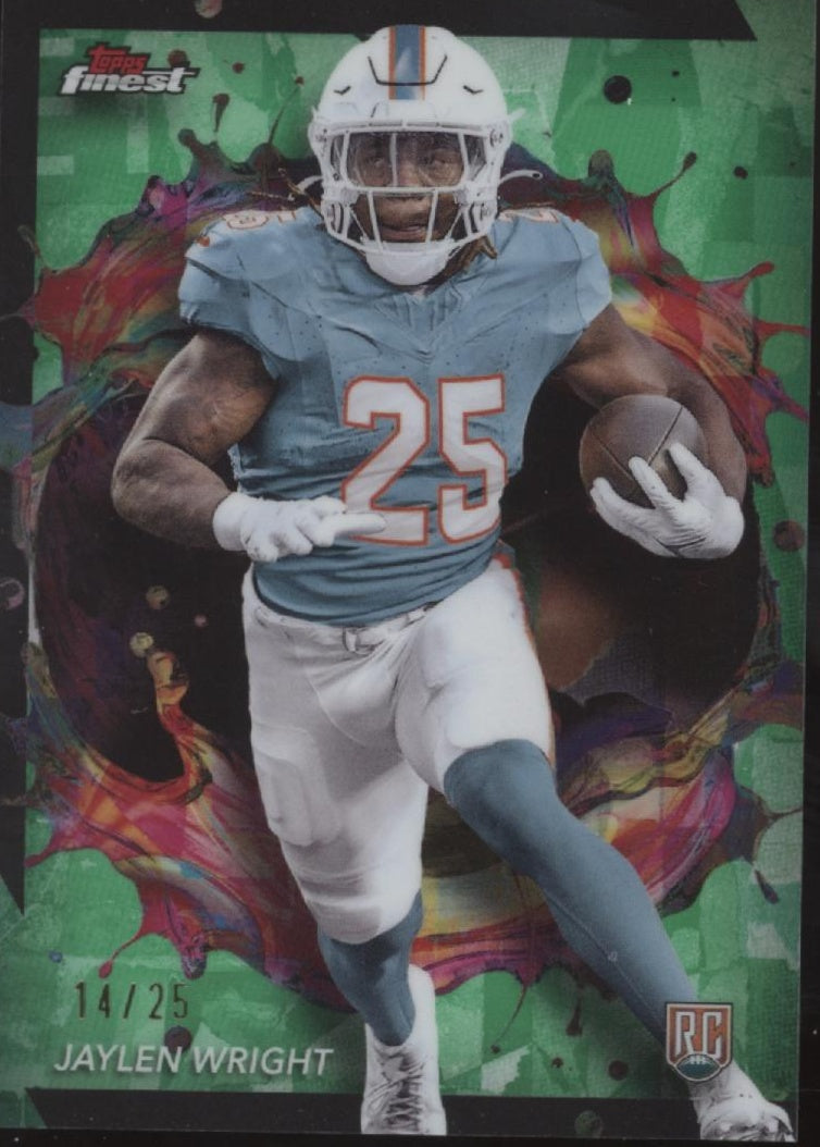 Jaylen Wright 2024 Topps Finest Green Refractor RC 14/25 #296