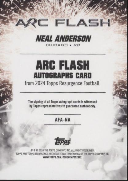 Neal Anderson 2024 Topps Resurgence Arc Flash Pink Power Surge Auto 05/10