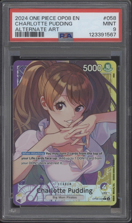 Charlotte Pudding One Piece Card Game Two Legends Alternate Art #058 PSA 9