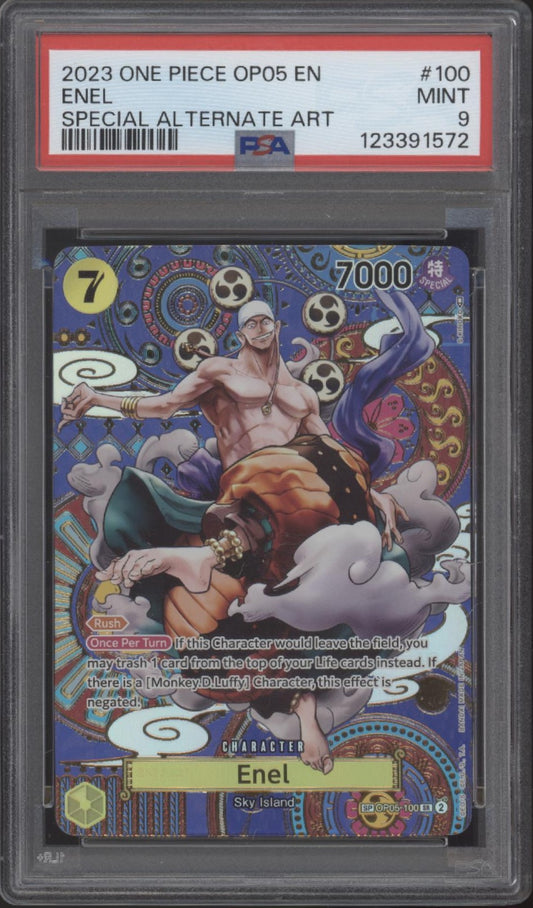 Enel One Piece Card Game Awakening of the New Era Special Alt Art #100 PSA 9