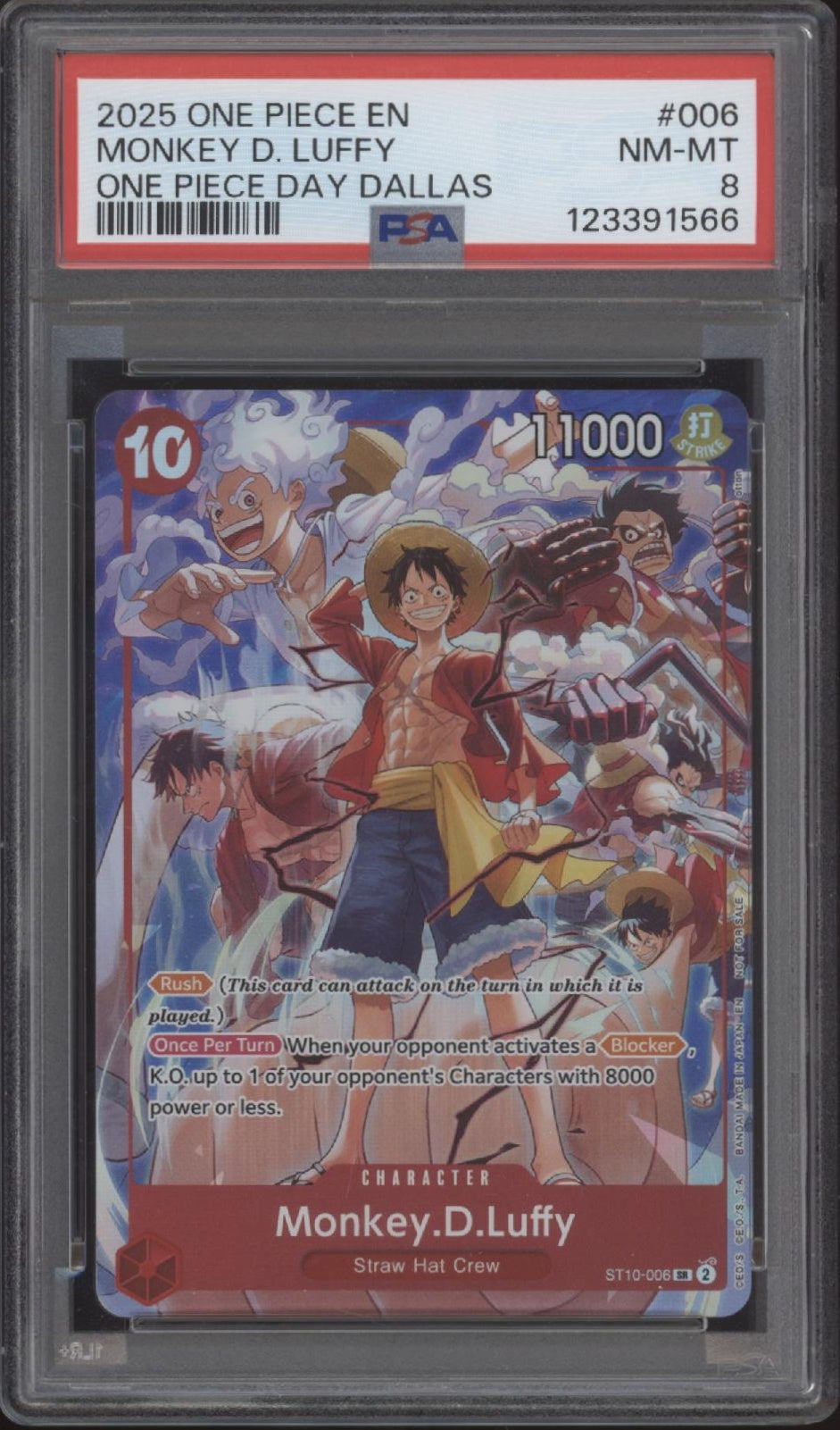 Monkey D Luffy One Piece Card Game One Piece Day Dallas #006 PSA 8