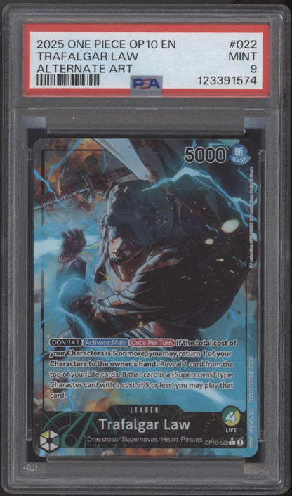 Trafalar Law One Piece Card Game Royal Blood Alternate Art #022 PSA 9