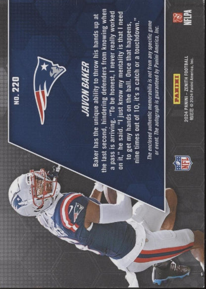 Javon Baker 2024 Panini Zenith Swatch RC Auto 357/399 #220