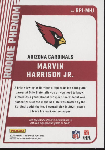 Marvin Harrison Jr. 2024 Panini Donruss Rookie Phenom Swatch #RPJ-MHJ