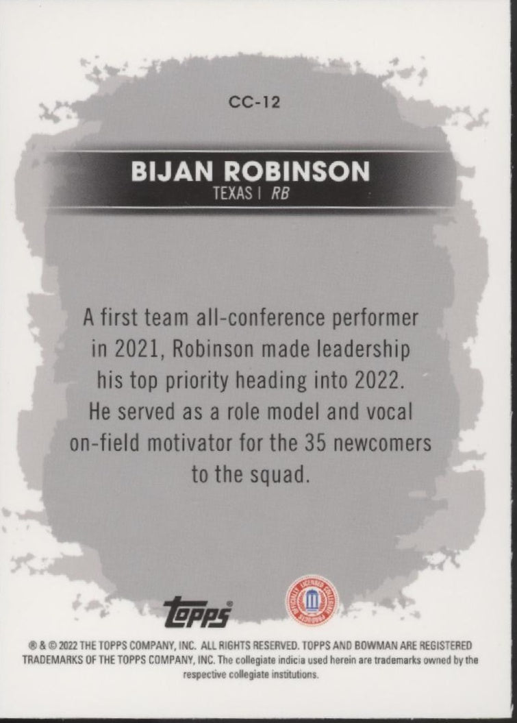 Bijan Robinson 2022 Bowman University Campus Captains Refractor #CC-12