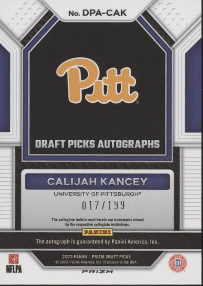 Caliah Kancey 2023 Panini Prizm Draft Picks Red Prizm Auto 017/199 #DPA-CAK
