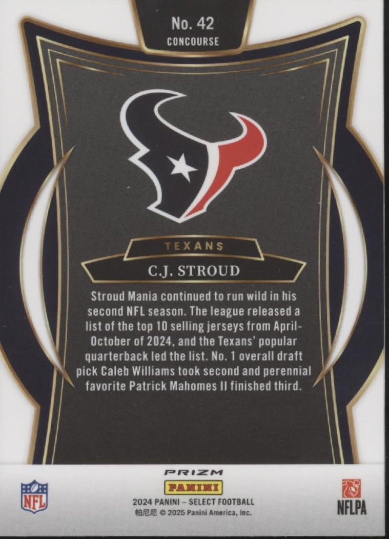 CJ Stroud 2024 Panini Select Green & Yellow Shock Prizm #42