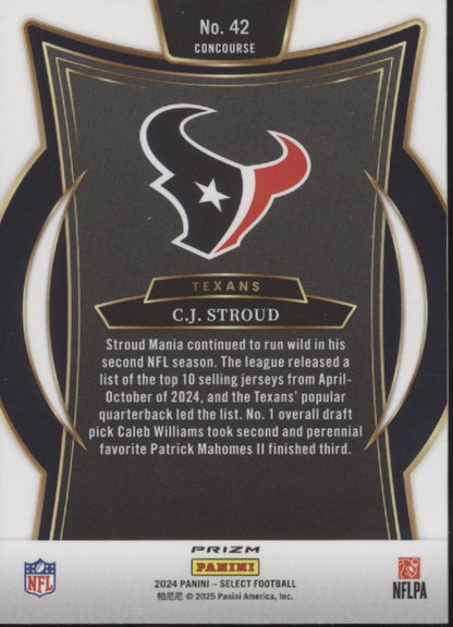 CJ Stroud 2024 Panini Select Green & Yellow Shock Prizm #42