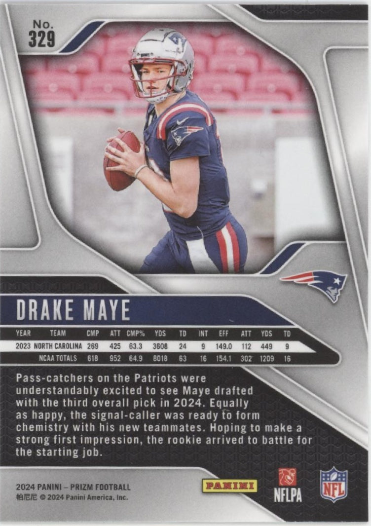 Drake Maye 2024 Panini Prizm RC #329