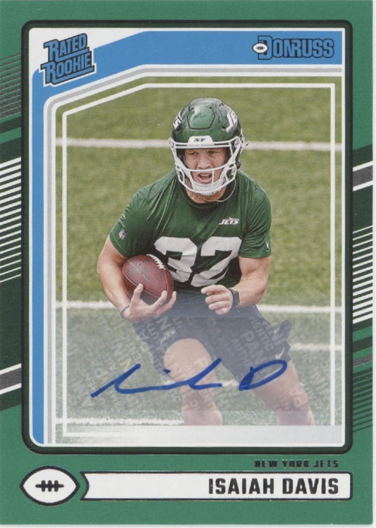 Isaiah Davis 2024 Panini Donruss Rated Rookie Green Auto #386