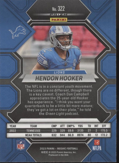 Hendon Hooker 2023 Panini Mosaic Blue Prizm RC #322