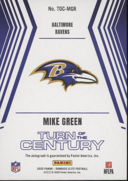 Mike Green 2025 Panini Donruss Elite Turn of the Century RC Auto 257/499