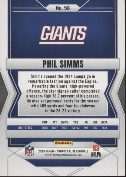 Phil Simms 2025 Panini Donruss Elite 57/89 #58