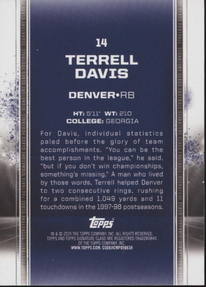 Terrell Davis 2025 Topps Signature Class #14
