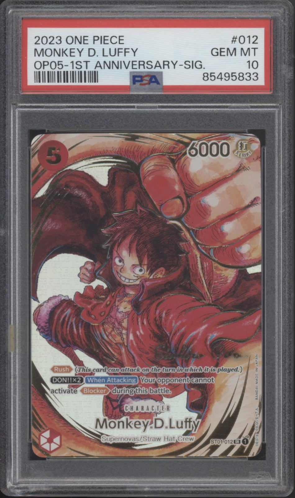 Monkey D Luffy One Piece Awakening of New Era 1st Anniversary Signature PSA 10