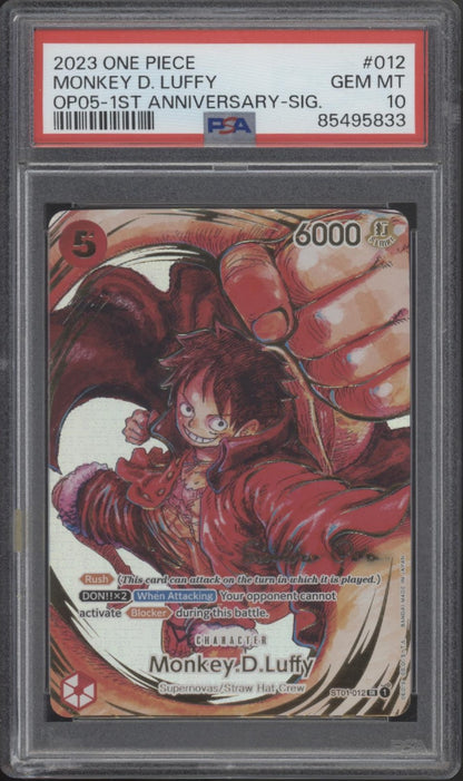 Monkey D Luffy One Piece Awakening of New Era 1st Anniversary Signature PSA 10