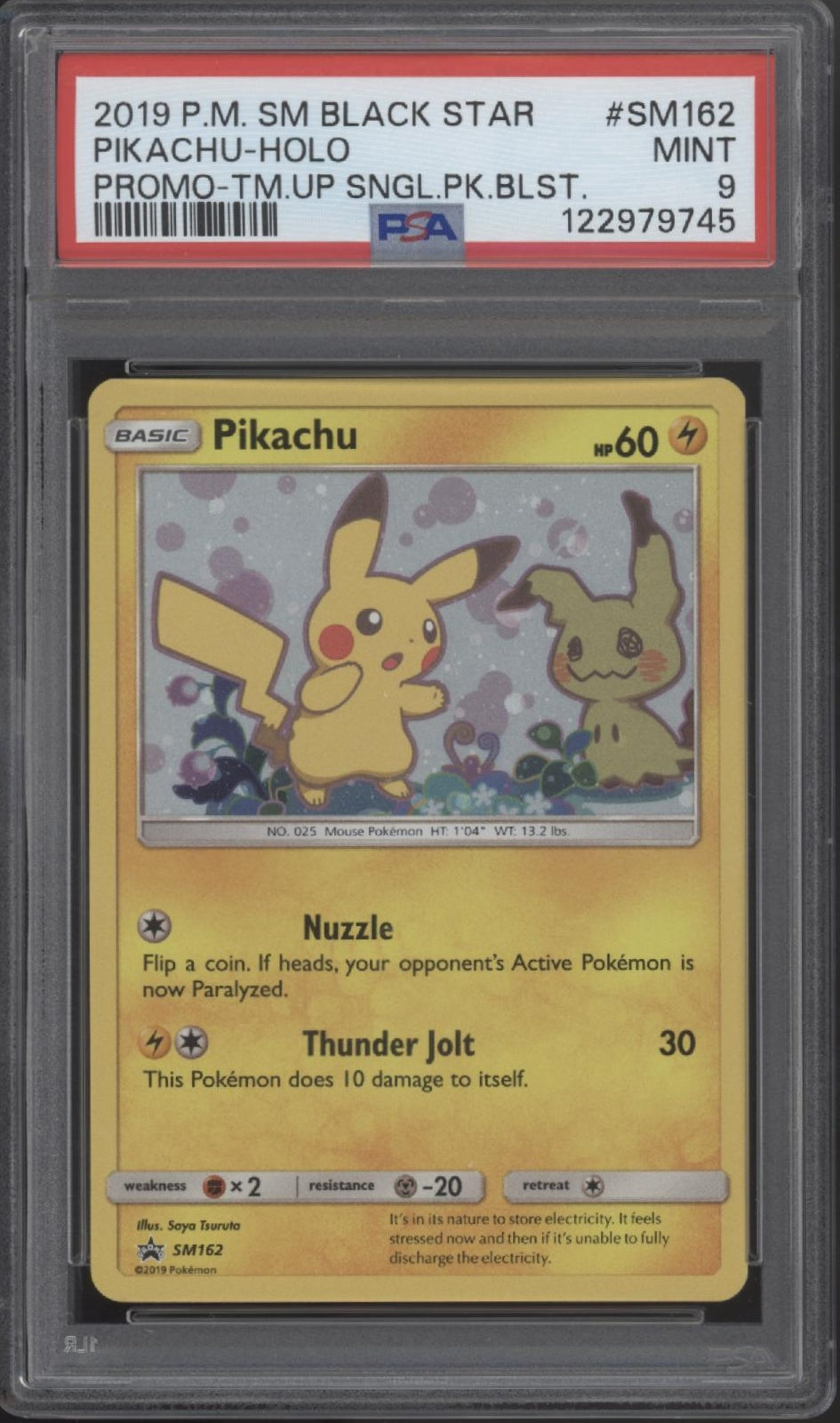 Pikachu Pokemon Team Up Single Pack Blister Black Star Promo #SM162 PSA 9