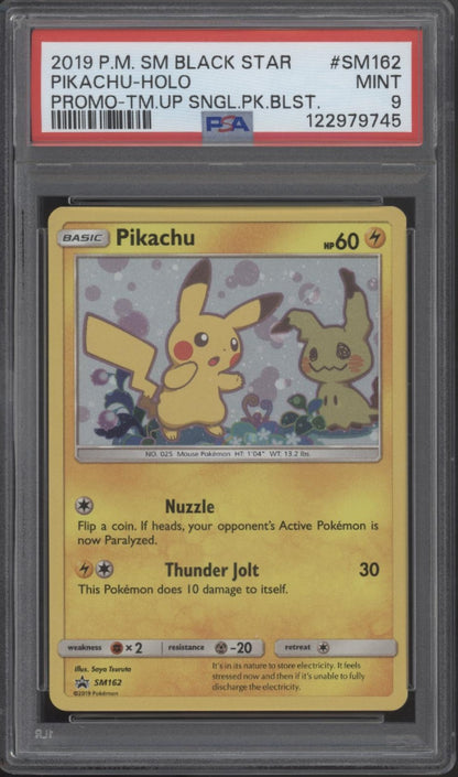Pikachu Pokemon Team Up Single Pack Blister Black Star Promo #SM162 PSA 9