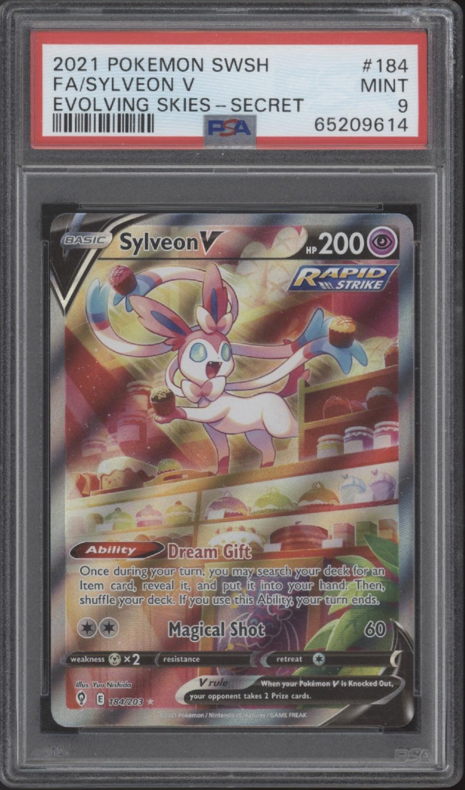 Sylveon V Pokemon Evolving Skies Secret Full Art #184 PSA 9