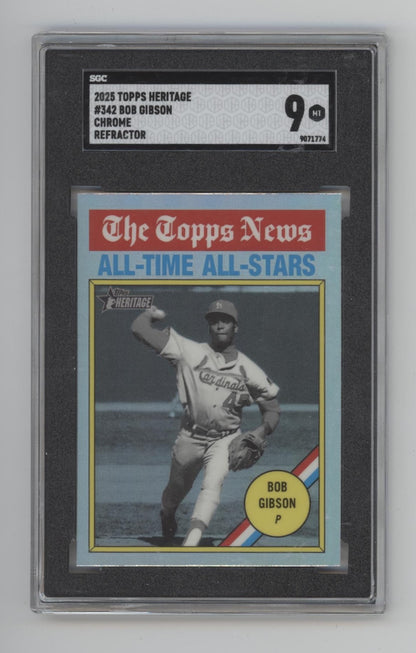 Bob Gibson 2025 Topps Chrome Heritage Refractor #342 SGC 9