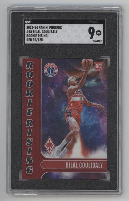 Bilal Coulibaly 2023-24 Panini Phoenix Rookie Rising Red 96/125 #18 SGC 9