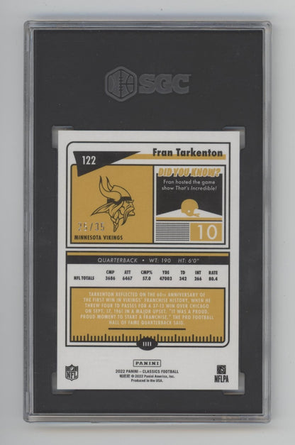 Fran Tarkenton 2022 Panini Classics Timeless Tributes Premium Ed Red /35 SGC 9.5
