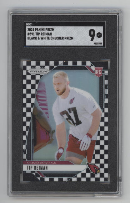 Tip Reiman 2024 PaniniPrizm Black & White Checker Prizm RC #391 SGC 9