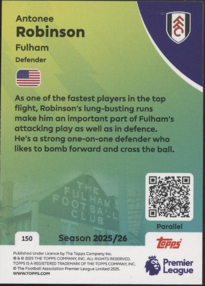 Antonee Robinson 2025-26 Topps Premier League Black & White Holo 47/75 #150