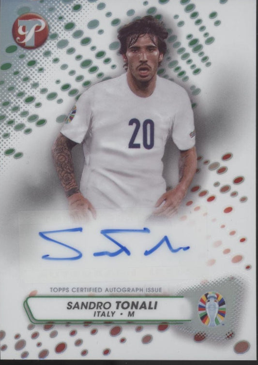 Sandro Tonali 2023-24 Topps Pristine UEFA Euro Green Refractor Auto #RA-ST