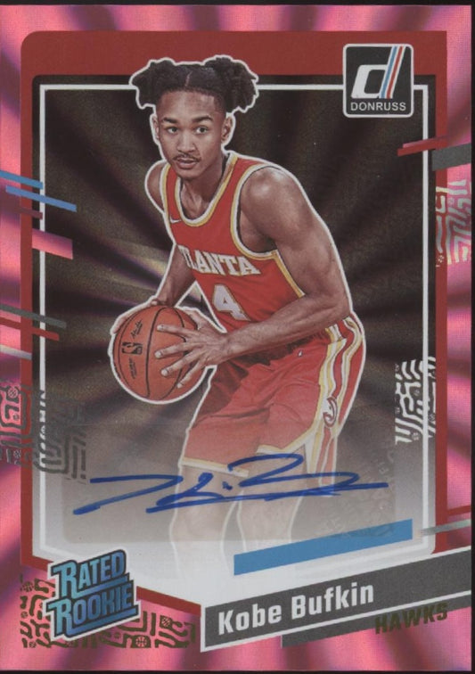 Kobe Bufkin 2023-24 Panini Donruss Rated Rookie Pink Laser RC Auto #279