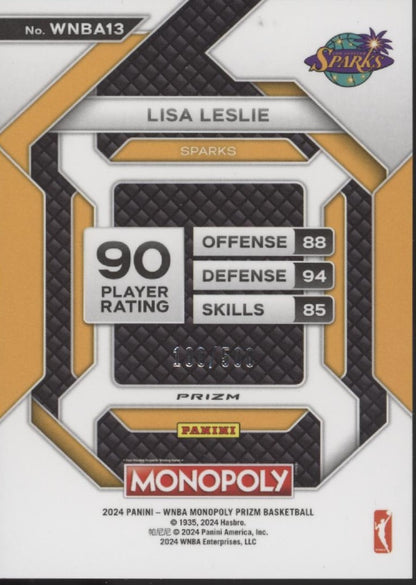 Lisa Leslie 2024 Panini WNBA Monopoly Prizm Gold Mojo Prizm 100/500 #WNBA13