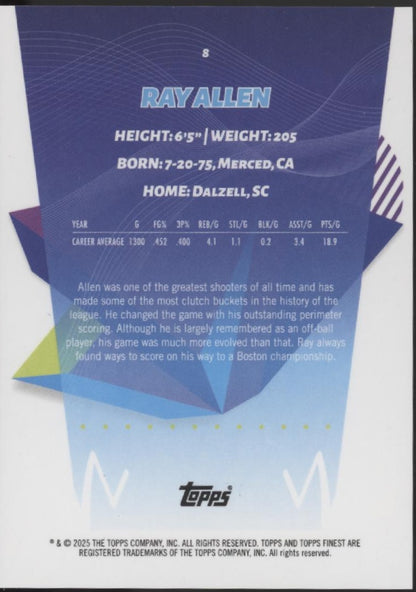 Ray Allen 2024-25 Topps Finest Red Refractor 15/25 #8