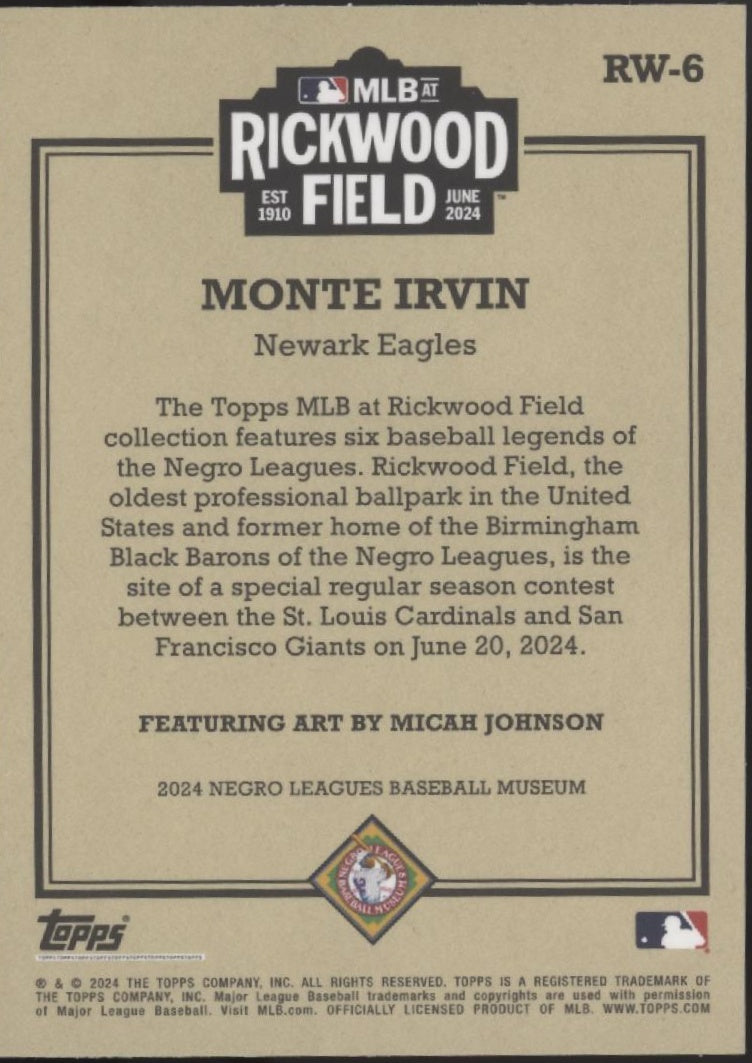 Monte Irvin 2024 Topps Rickwood Field #RW-6