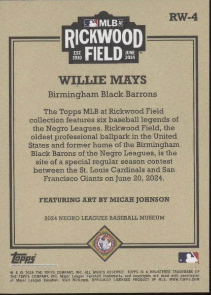 Willie Mays 2024 Topps Rickwood Field #RW-4
