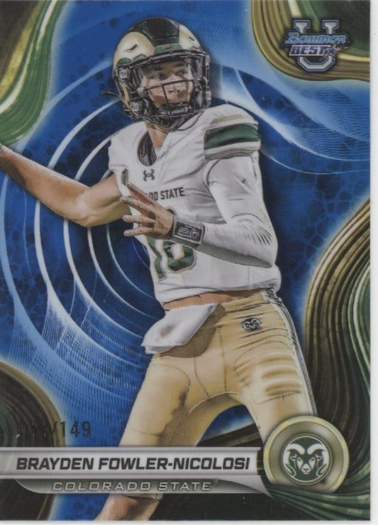 Brayden Fowler-Nicolosi 2024 Bowman's Best University Blue Refractor 011/149 #10