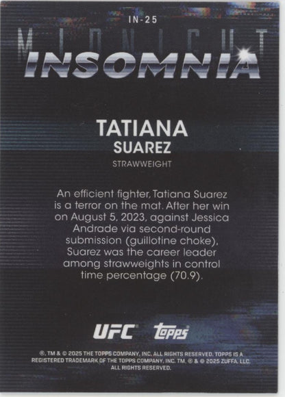 Tatiana Suarez 2025 Topps Midnight Insomnia Dusk Prizm 73/75 #IN-25