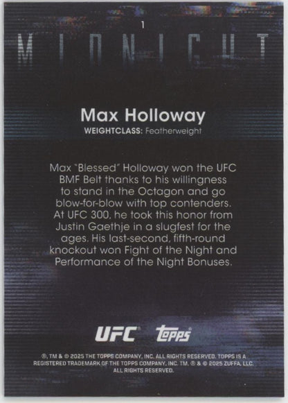 Max Holloway 2025 Topps Midnight Refractor #1