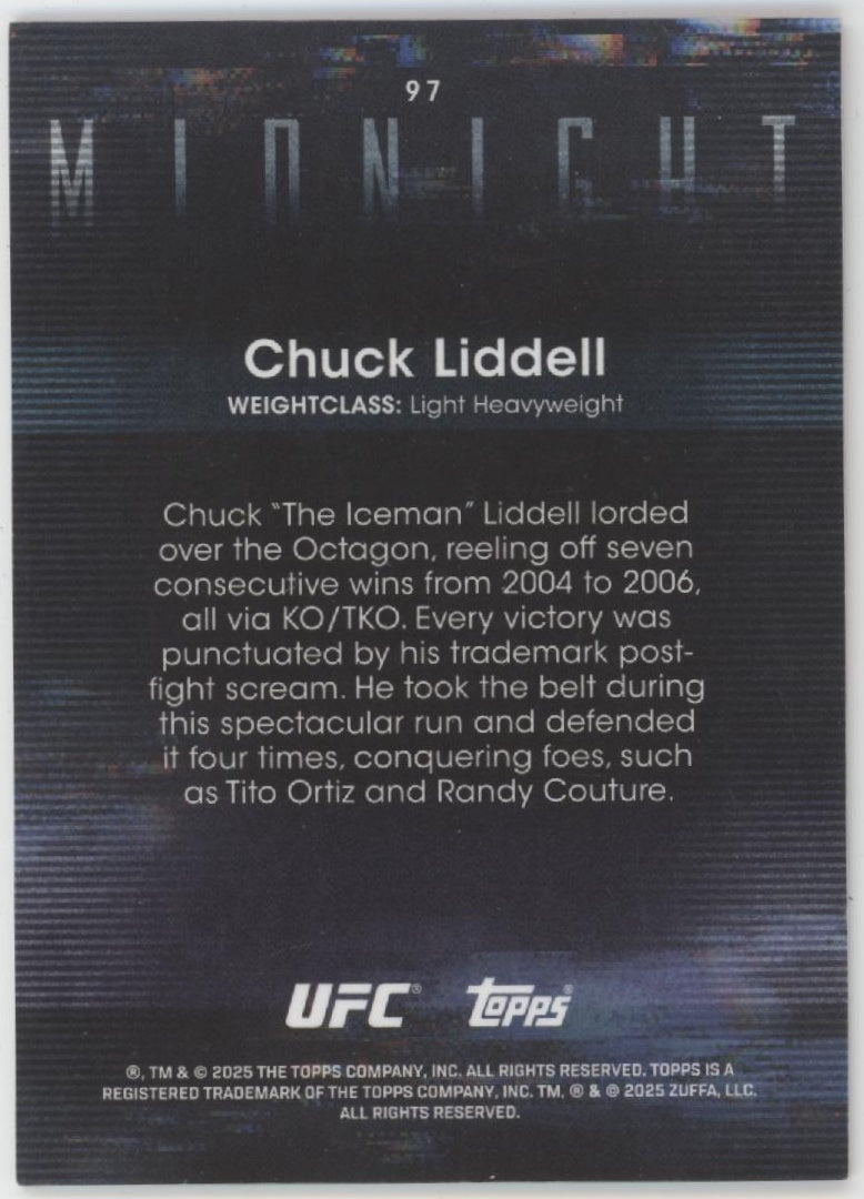 Chuck Liddell 2025 Topps Midnight Dusk Refractor 59/75 #97