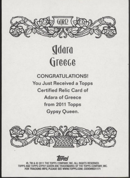 Adara Greece 2011 Topps Gypsy Queen Jewel Relic #GQR12