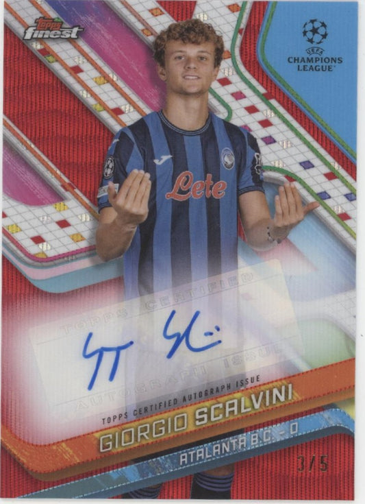 Giorgio Scalvini 2024-25 Topps Finest UEFA CC Red Refractor Auto 3/5 #BA-SI