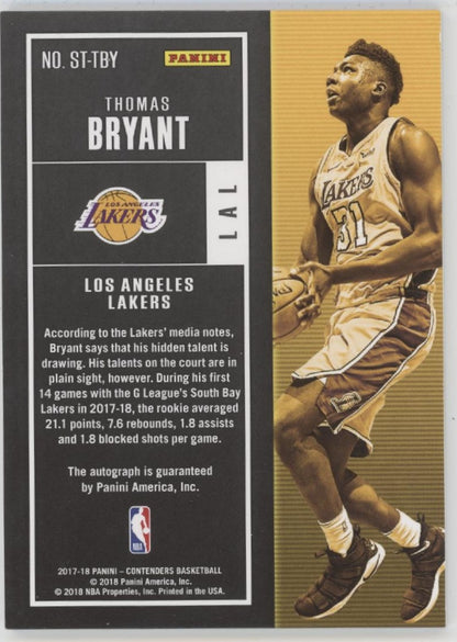 Thomas Bryant 2017-18 Panini Contenders Game Ticket Red RC Auto 04/25 #ST-TBY