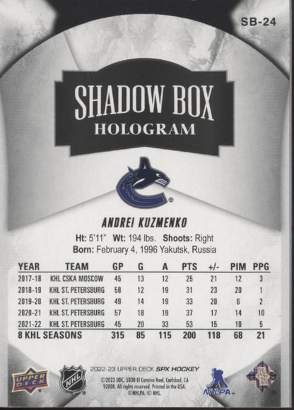 Andrei Kuzmenko 2022-23 Upper Deck SPX Shadow Box Hologram #SB-24