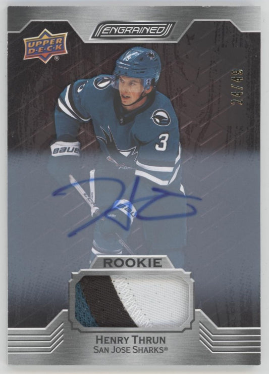Henry Thrun 2023-24 Upper Deck Engrained Mahogany Swatch RC Auto 24/49