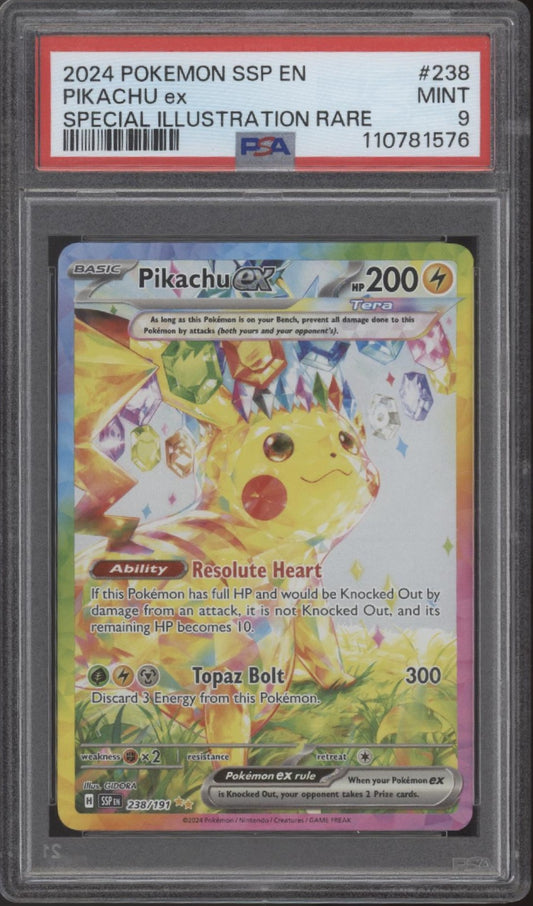 Pikachu ex Pokemon Surging Sparks Special Illustration Rare #238 PSA 9